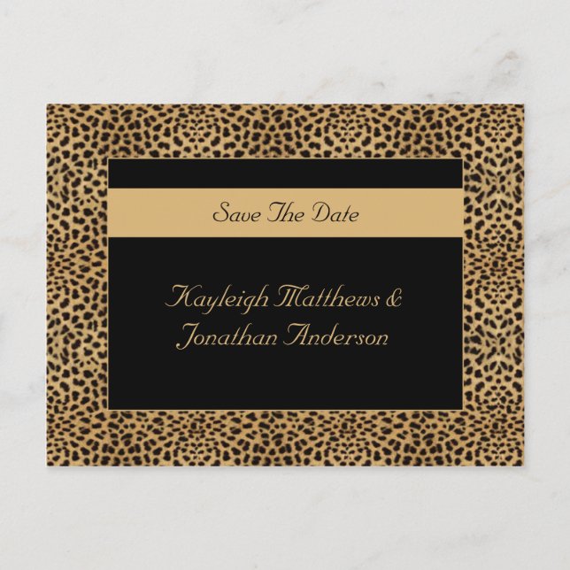 Leopard Print Save The Date Announcement Postcard (Front)