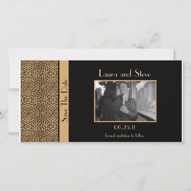 Leopard Print Save The Date Photo Card (Front)