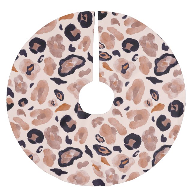 Leopard print, seamless, beige background. brushed polyester tree skirt (Front)