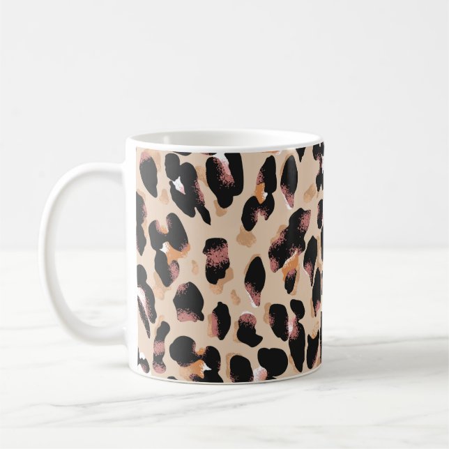 Leopard print seamless pattern coffee mug (Left)