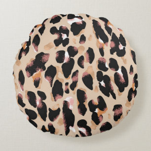 Leopard print seamless pattern round pillow
