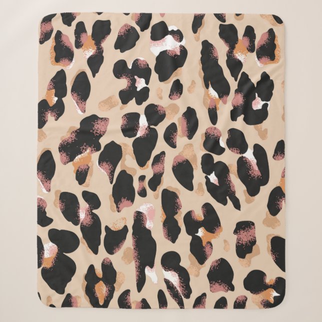 Leopard print seamless pattern sherpa blanket (Front)
