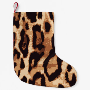 Leopard print seamless pattern small christmas stocking