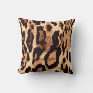 Leopard print seamless pattern throw pillow