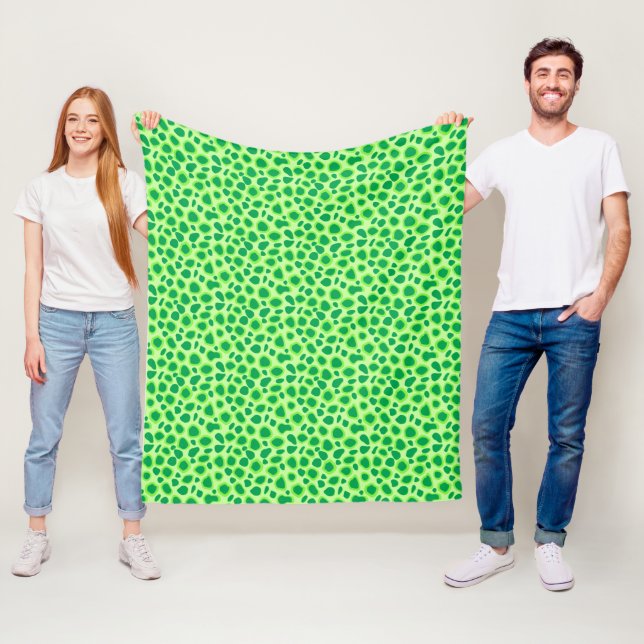 Leopard Print - Shades of Lime Green Fleece Blanket (In Situ)