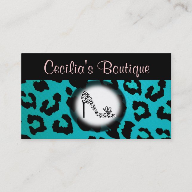 Leopard Print Shoe Boutique Business Card (Front)