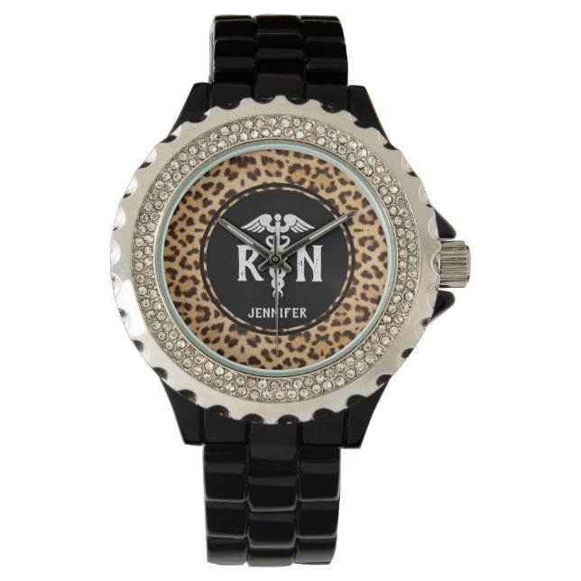 Leopard Print Silicone Nurse Watch (Front)