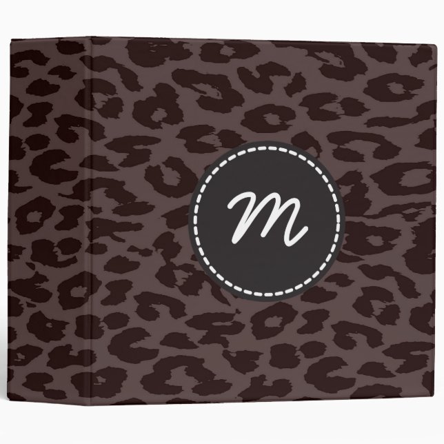 Leopard Print Skin Fur Custom Monogram 4 Binder (Front/Spine)