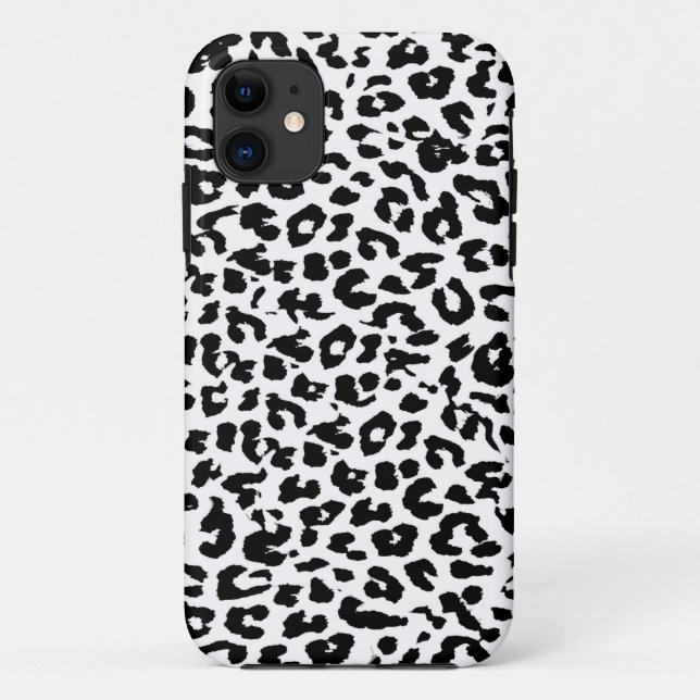 Leopard Print Skin Fur with Black and White Case-Mate iPhone Case (Back)