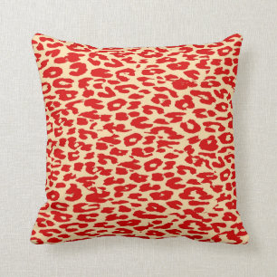 Leopard Print Skin Red Throw Pillow