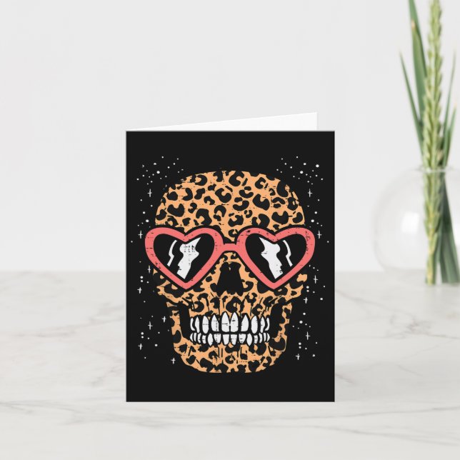 Leopard Print Skull Skeleton Funny Halloween Women Card (Front)