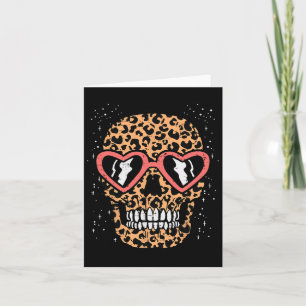 Leopard Print Skull Skeleton Funny Halloween Women Card