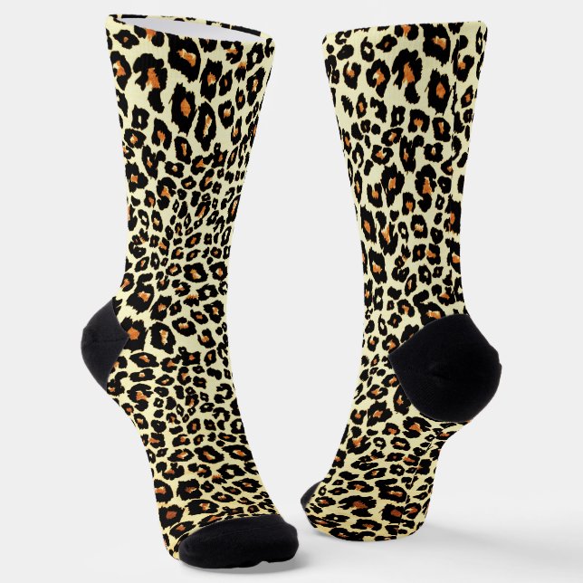 Leopard Print Socks Cozy Crazy Socks (Angled)