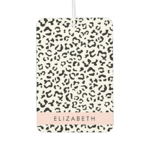 Leopard Print, Spots, Black And White, Your Name Air Freshener