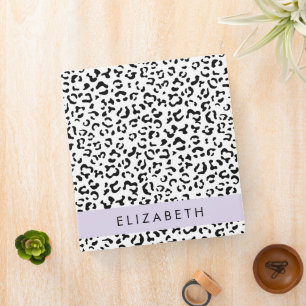 Leopard Print, Spots, Black And White, Your Name Binder