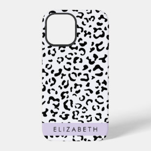 Leopard Print, Spots, Black And White, Your Name iPhone 12 Pro Case