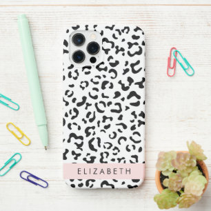Leopard Print, Spots, Black And White, Your Name iPhone 12 Pro Case