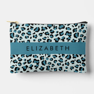 Leopard Print, Spots, Blue Leopard, Your Name Accessory Pouch