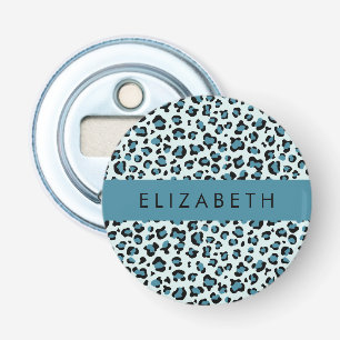 Leopard Print, Spots, Blue Leopard, Your Name Bottle Opener