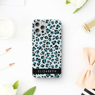 Leopard Print, Spots, Blue Leopard, Your Name iPhone 16 Case