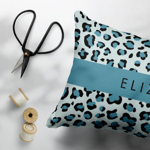 Leopard Print, Spots, Blue Leopard, Your Name Pillowcase
