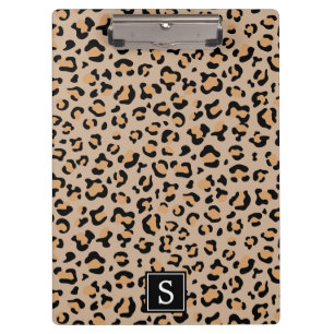 Leopard Print, Spots, Brown Leopard, Monogram Clipboard
