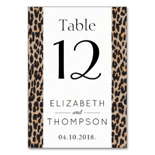 Leopard Print, Spots, Brown Leopard, Wedding Table Number