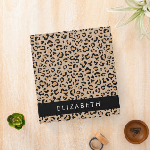 Leopard Print, Spots, Brown Leopard, Your Name Binder