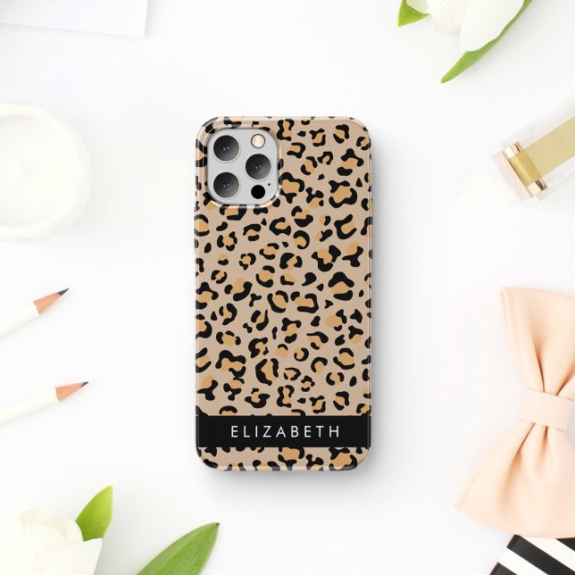 Leopard Print, Spots, Brown Leopard, Your Name Case-Mate iPhone Case (Creator Uploaded)