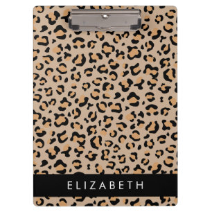 Leopard Print, Spots, Brown Leopard, Your Name Clipboard
