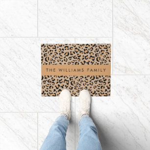 Leopard Print, Spots, Brown Leopard, Your Name Doormat