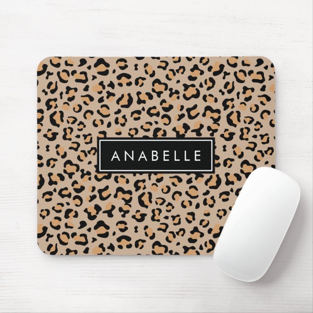 Leopard Print, Spots, Brown Leopard, Your Name Mouse Pad (With Mouse)