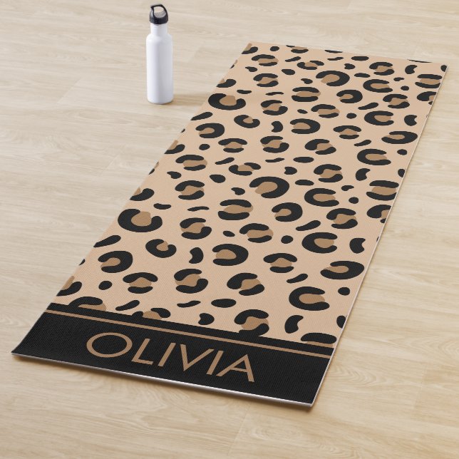 Leopard Print, Spots, Brown Leopard, Your Name Yoga Mat (In Situ)