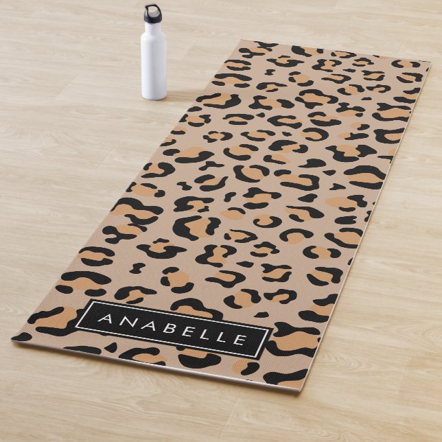 Leopard Print, Spots, Brown Leopard, Your Name Yoga Mat (In Situ)