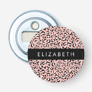 Leopard Print, Spots, Pink Leopard, Your Name Bottle Opener