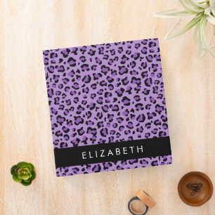 Leopard Print, Spots, Purple Leopard, Your Name Binder