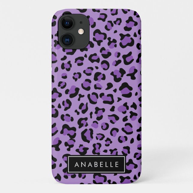 Leopard Print, Spots, Purple Leopard, Your Name Case-Mate iPhone Case (Back)