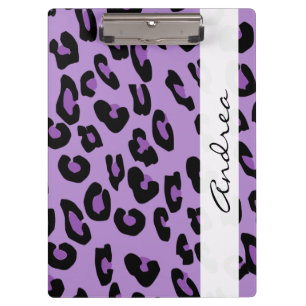 Leopard Print, Spots, Purple Leopard, Your Name Clipboard