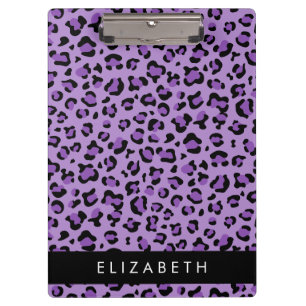 Leopard Print, Spots, Purple Leopard, Your Name Clipboard