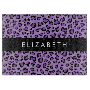Leopard Print, Spots, Purple Leopard, Your Name Cutting Board