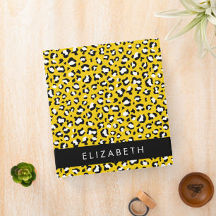 Leopard Print, Spots, Yellow Leopard, Your Name Binder