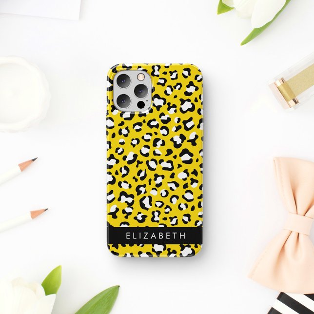 Leopard Print, Spots, Yellow Leopard, Your Name Case-Mate iPhone Case (Creator Uploaded)