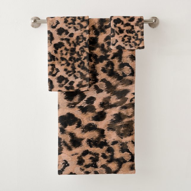 Leopard - print spotted animal-print bath towel set (Insitu)