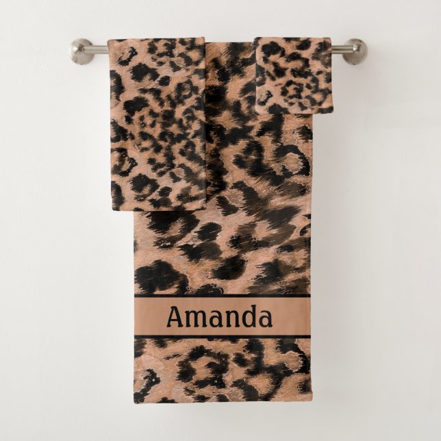Leopard - print spotted animal-print bath towel set (Insitu)