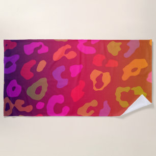 Leopard Print Summer Ombre Beach Towel