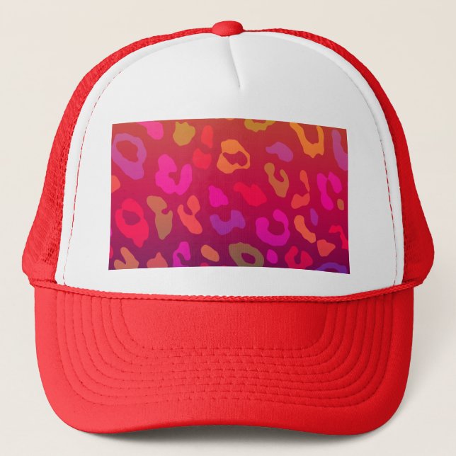 Leopard Print Summer Ombre Trucker Hat (Front)