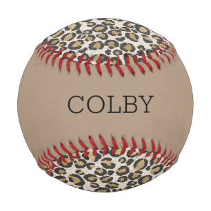 Leopard Print Tan Red NAME Sports Chic Fun Baseball