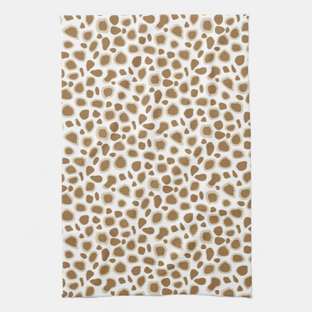 Leopard Print - Taupe Tan and White Kitchen Towel (Vertical)