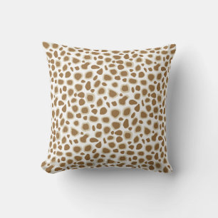 Leopard Print - Taupe Tan and White Throw Pillow