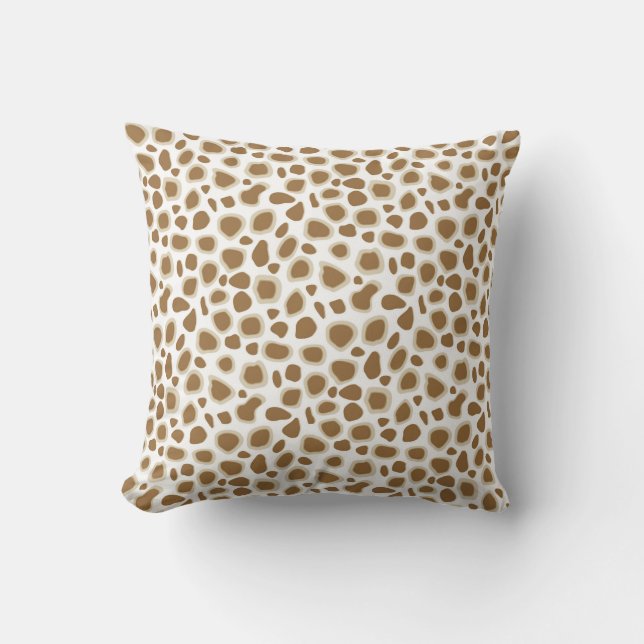 Leopard Print - Taupe Tan and White Throw Pillow (Front)
